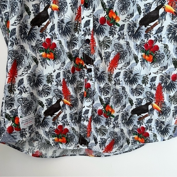 A Fish Named Fred Toucan Leaf Print Colorful Short Sleeve Shirt from Amsterdam M - Picture 7 of 14